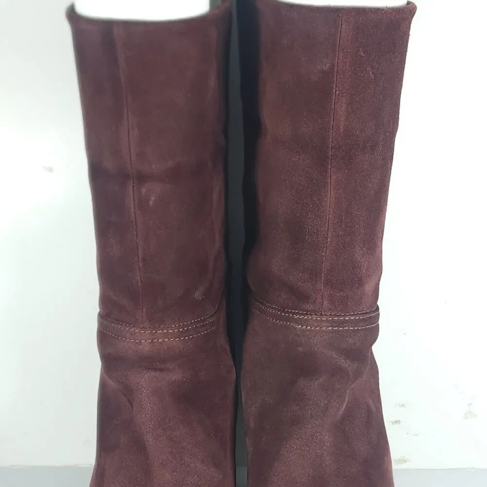 Fiorentini Baker Women's 39 US8,5 Burgandy Suede PullOn Fold Over Slouch Boots